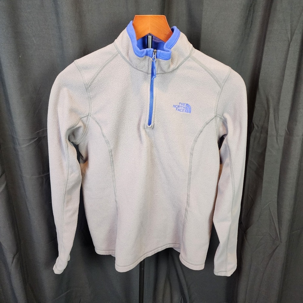Woman's‎ Fleece Pullover, The North Face Jacket Quarter Zip, Grey/Blue Size...
